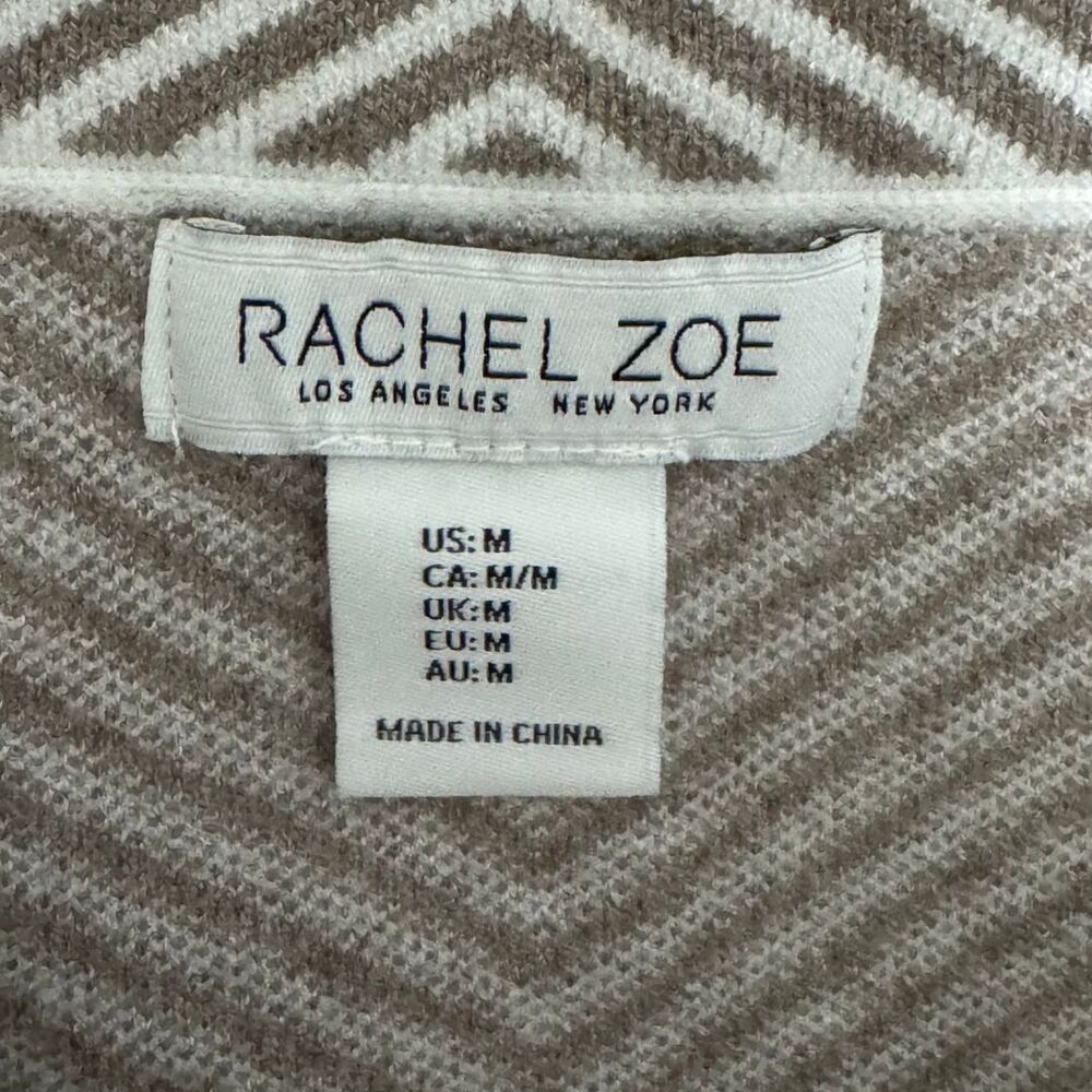 RACHEL ZOE Sweater Knit Pencil Skirt Medium Brown Cream Chevron EUC - Picture 4 of 5
